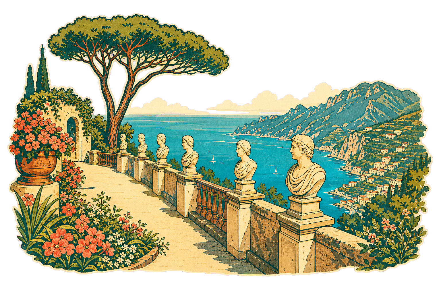 Illustration of Ravello’s Terrace of Infinity